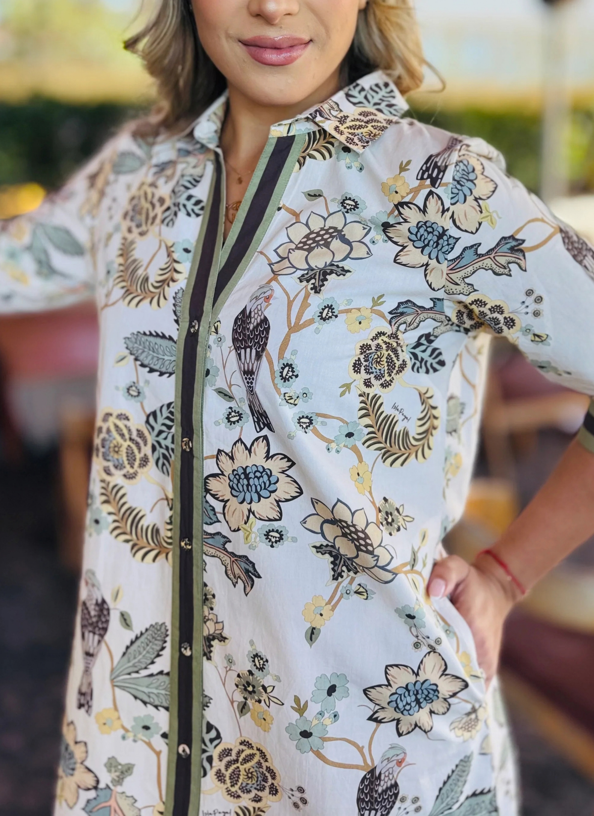 Rhea Midi Dress - Ivory Sparrow Woods