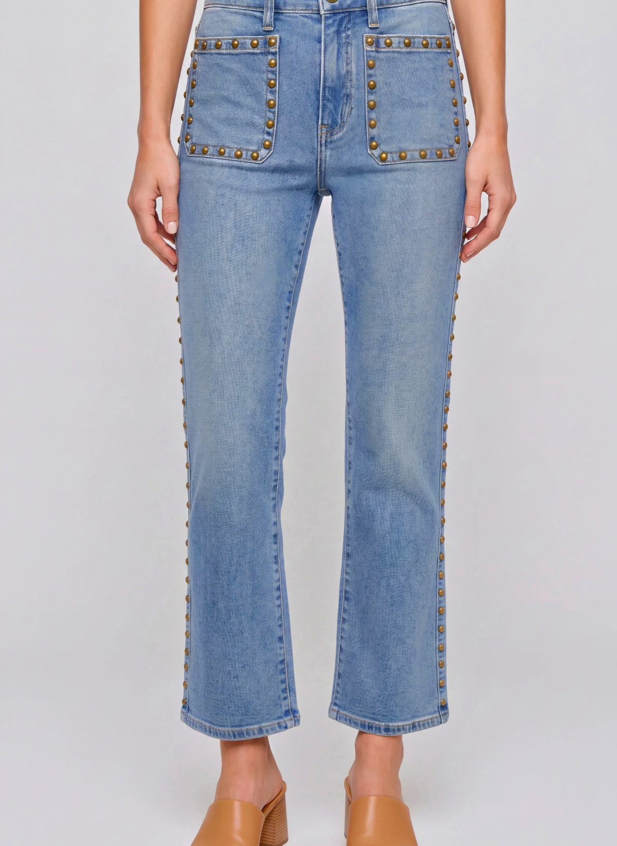 Hannah Crop Flare Studded Jeans