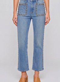 Hannah Crop Flare Studded Jeans