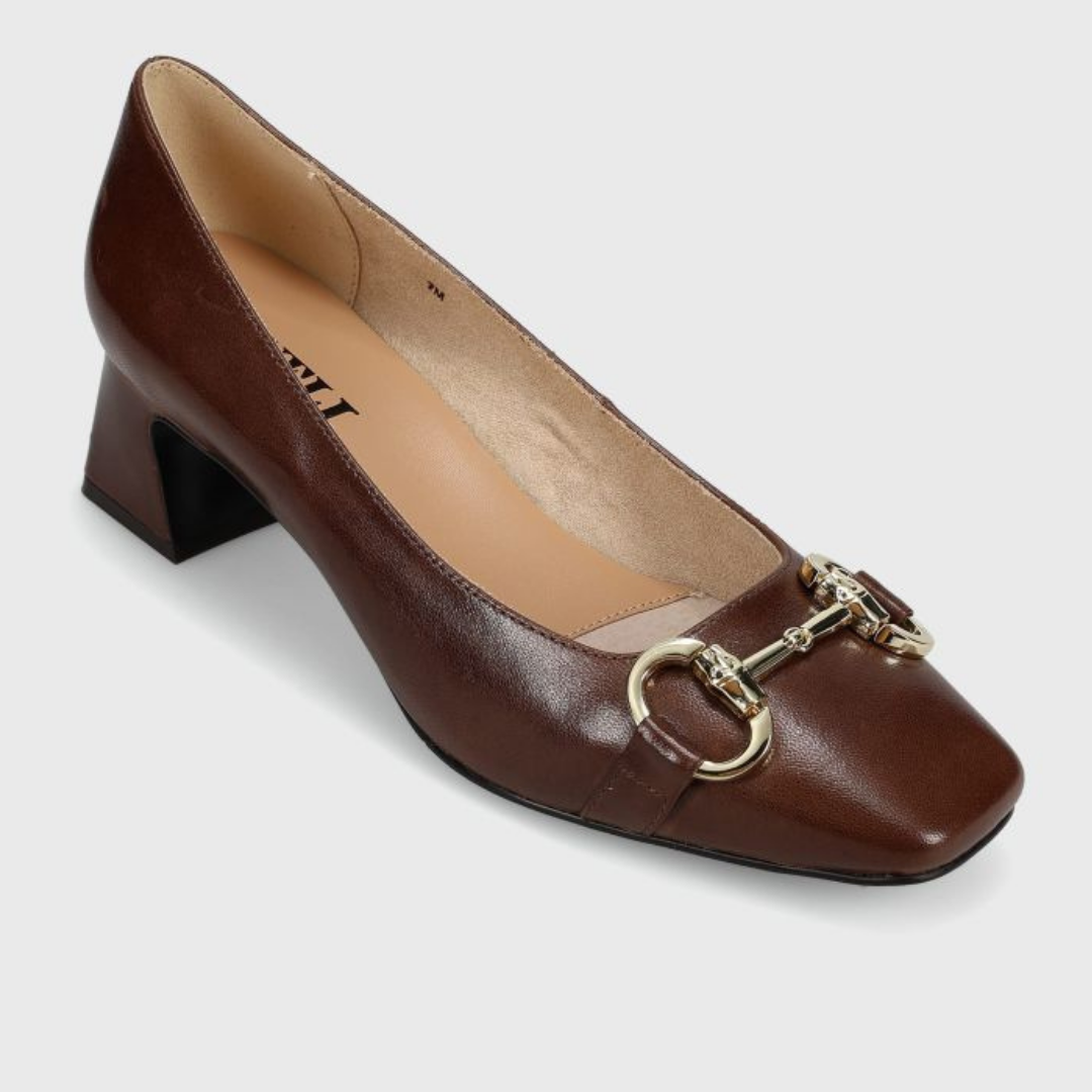 Denya Block Heel - Brown Nappa