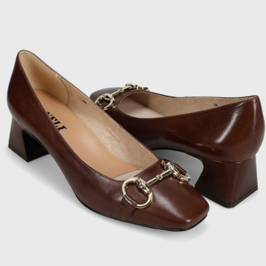 Denya Block Heel - Brown Nappa