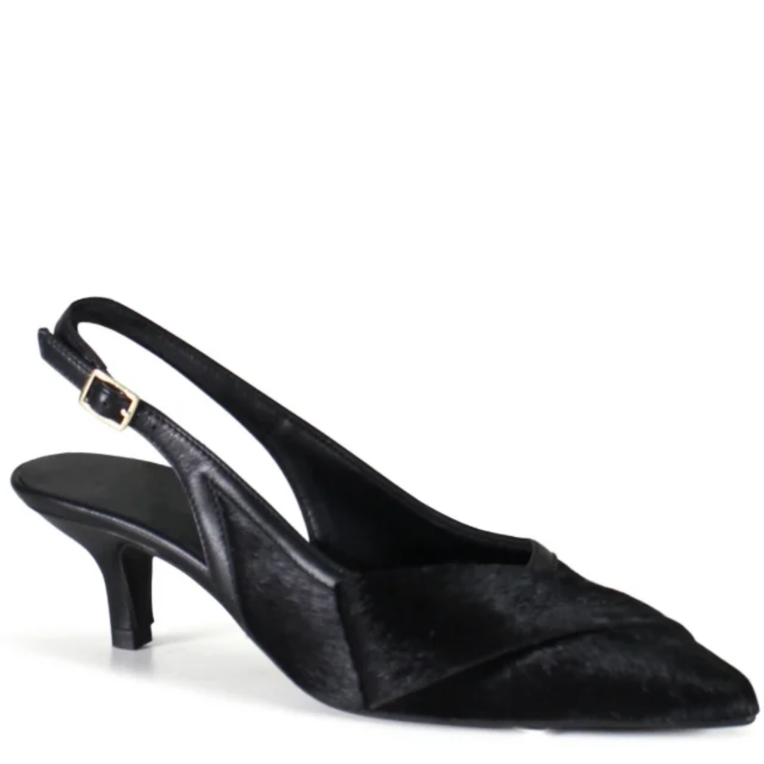 Settle Down Kitten Heel - Black