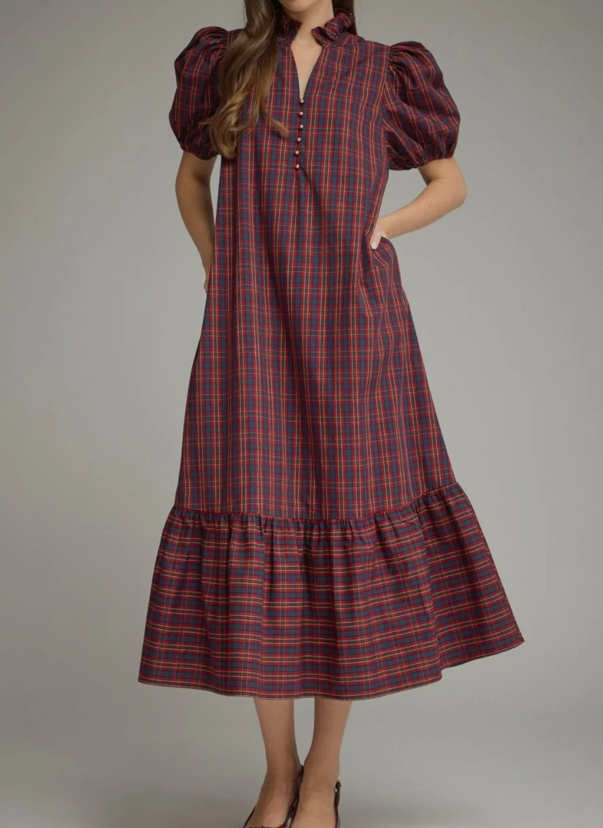 Noel Tartan Midi Dress