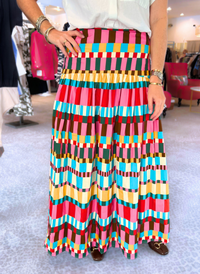 Abstract Stripe Drop Waist Skirt