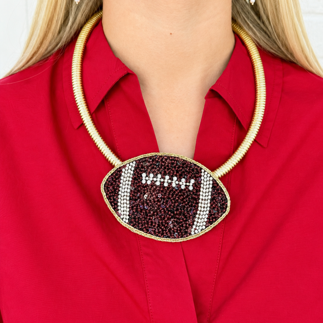 Football Beaded Statement Necklace