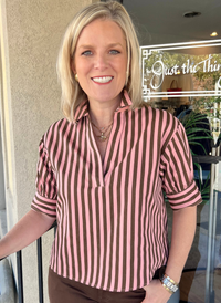 Stripe Denim Twill Collar Top
