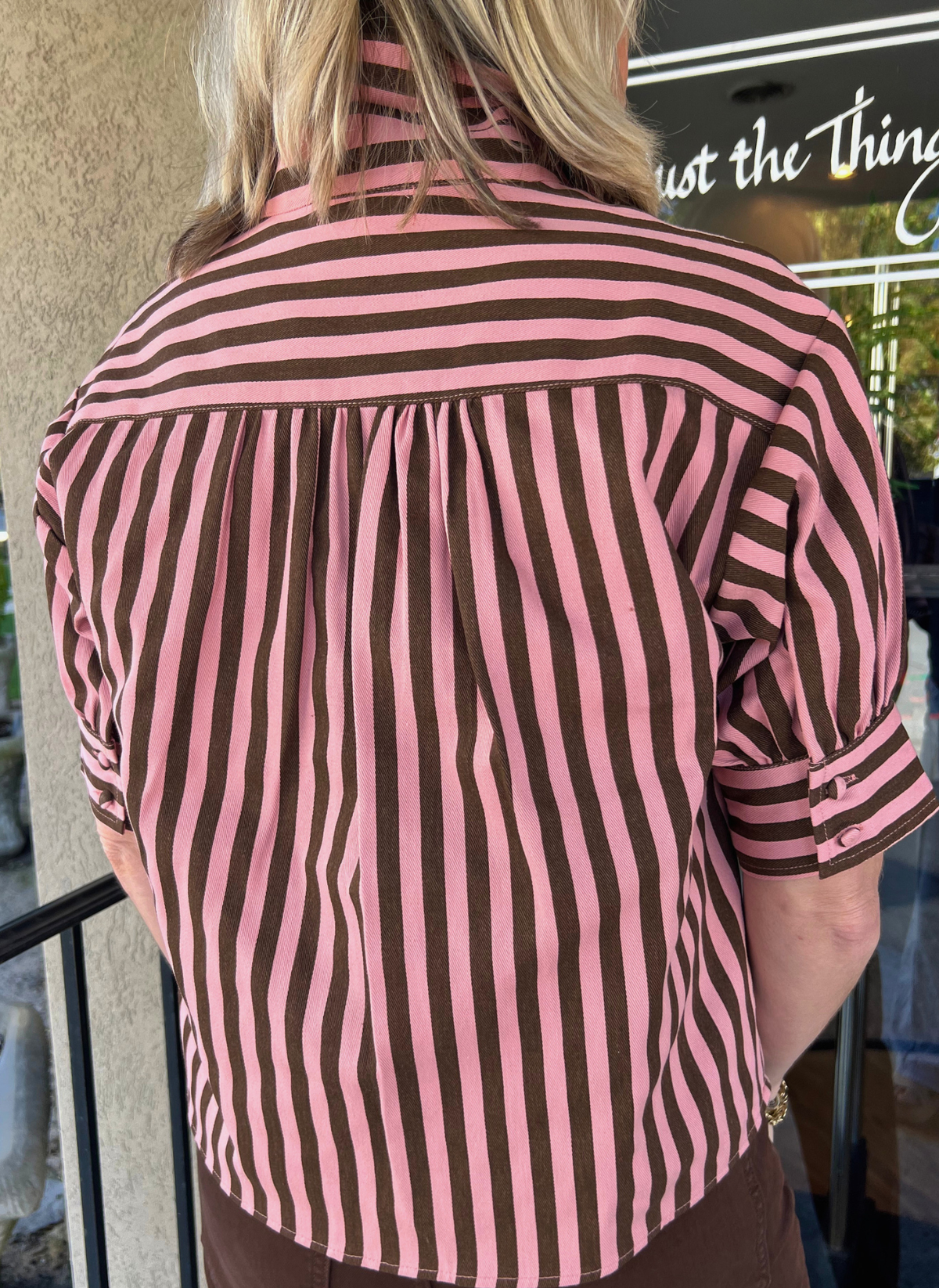 Stripe Denim Twill Collar Top
