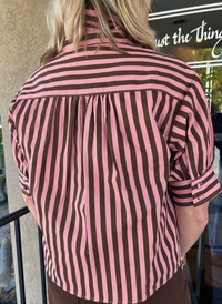 Stripe Denim Twill Collar Top