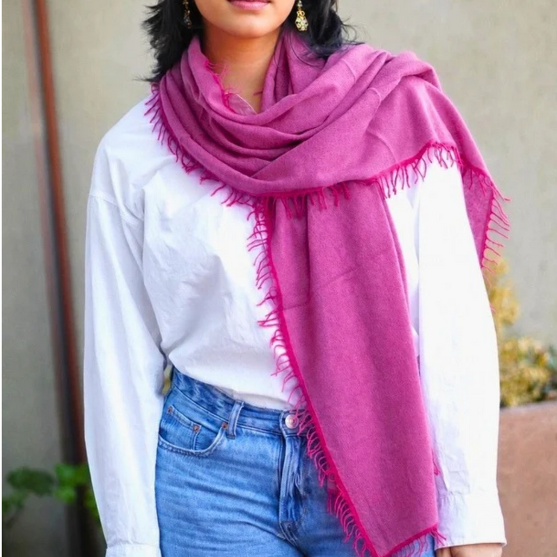 Cashmere Felted Contrast Trim Wrap