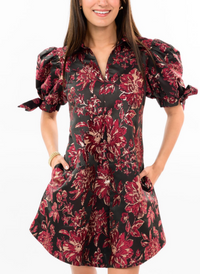 Brocade Bow Sleeve Dress