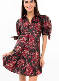Brocade Bow Sleeve Dress