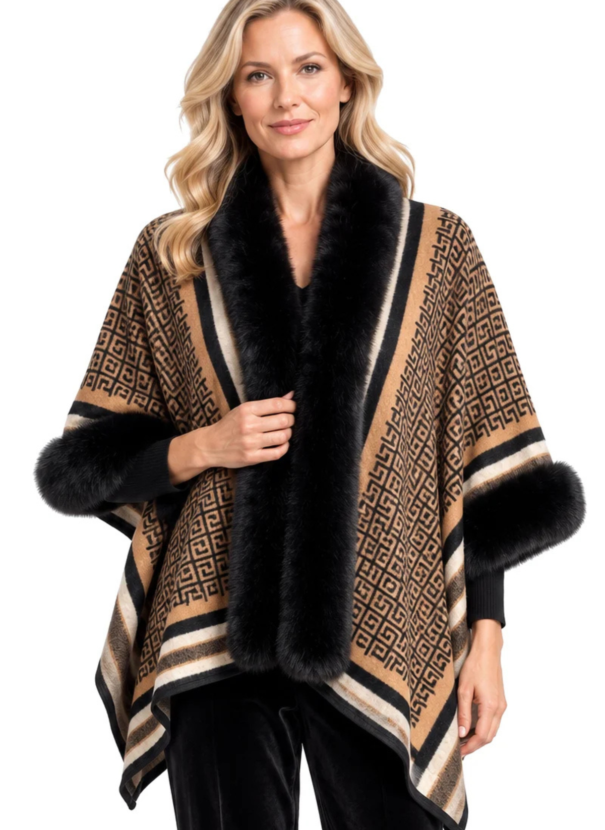 Open Front Plush Trim Jacket