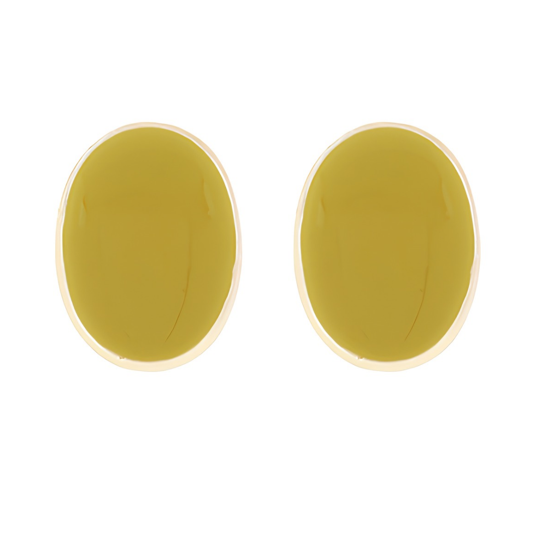 Color Coated Oval Stud Earrings