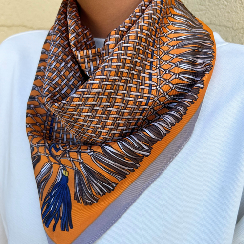 Tassel Print Silky Scarf