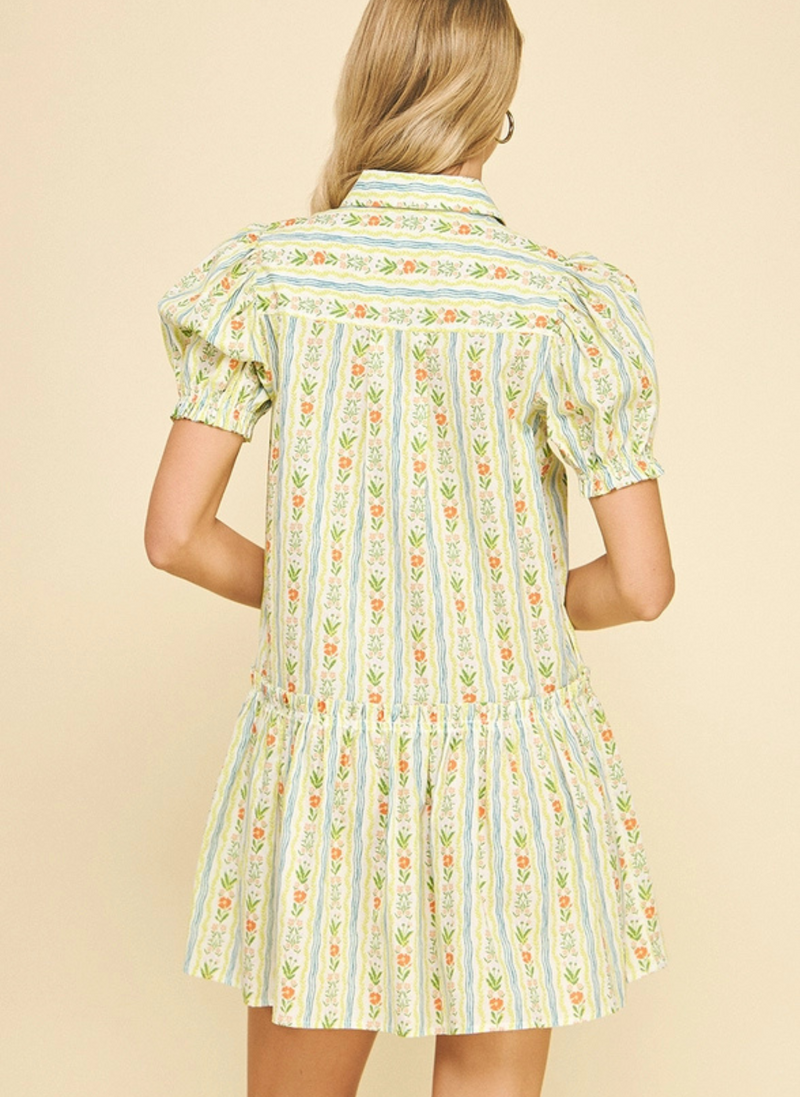 Floral Vines Drop Hem Dress