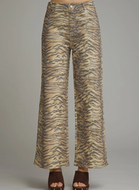 Tiger Print Wide Leg Jeans