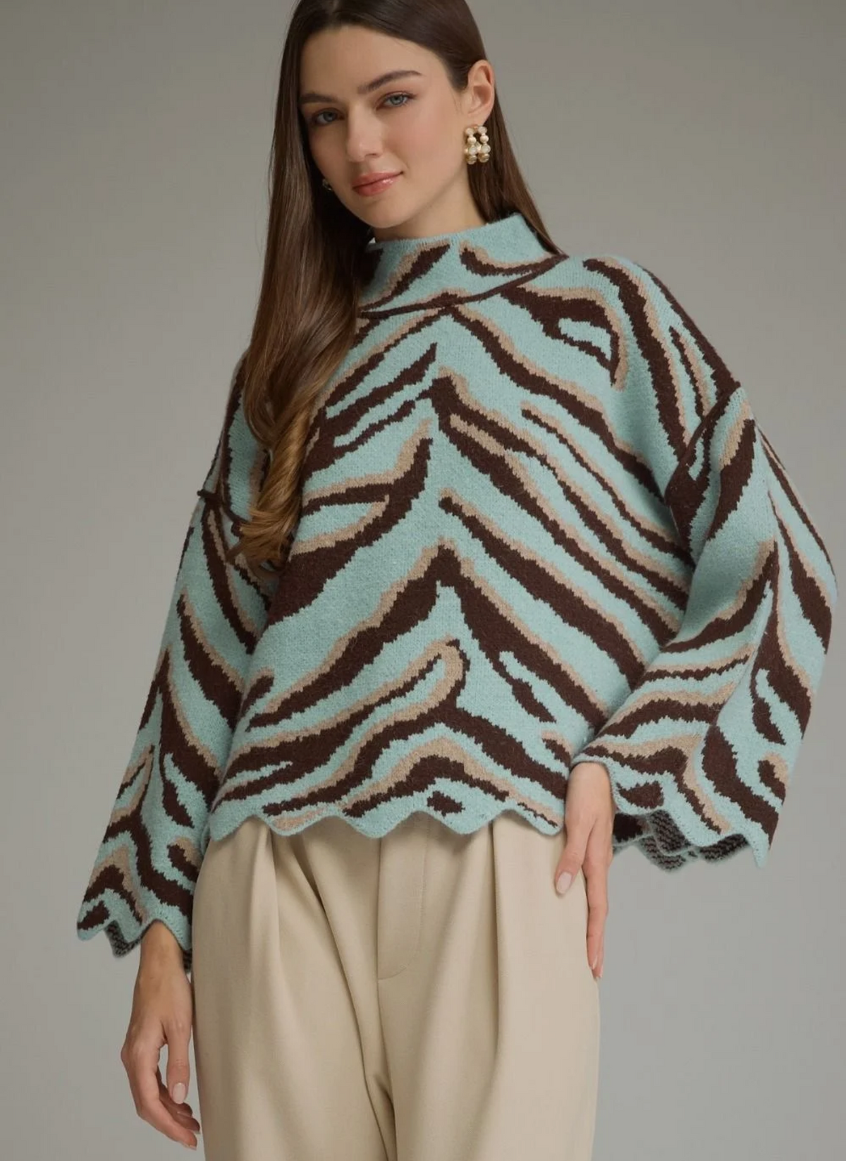 Ansley Animal Mock Neck Sweater