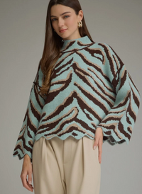 Ansley Animal Mock Neck Sweater
