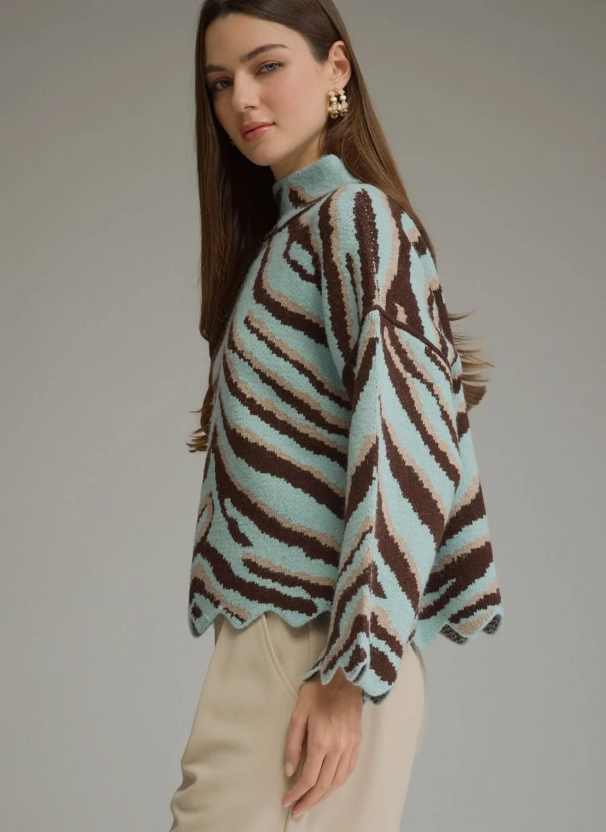 Ansley Animal Mock Neck Sweater