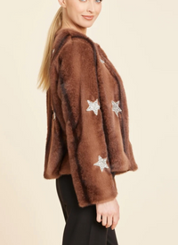 Faux Fur Star Embellished Jacket