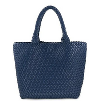 Large Vegan Leather Woven Tote