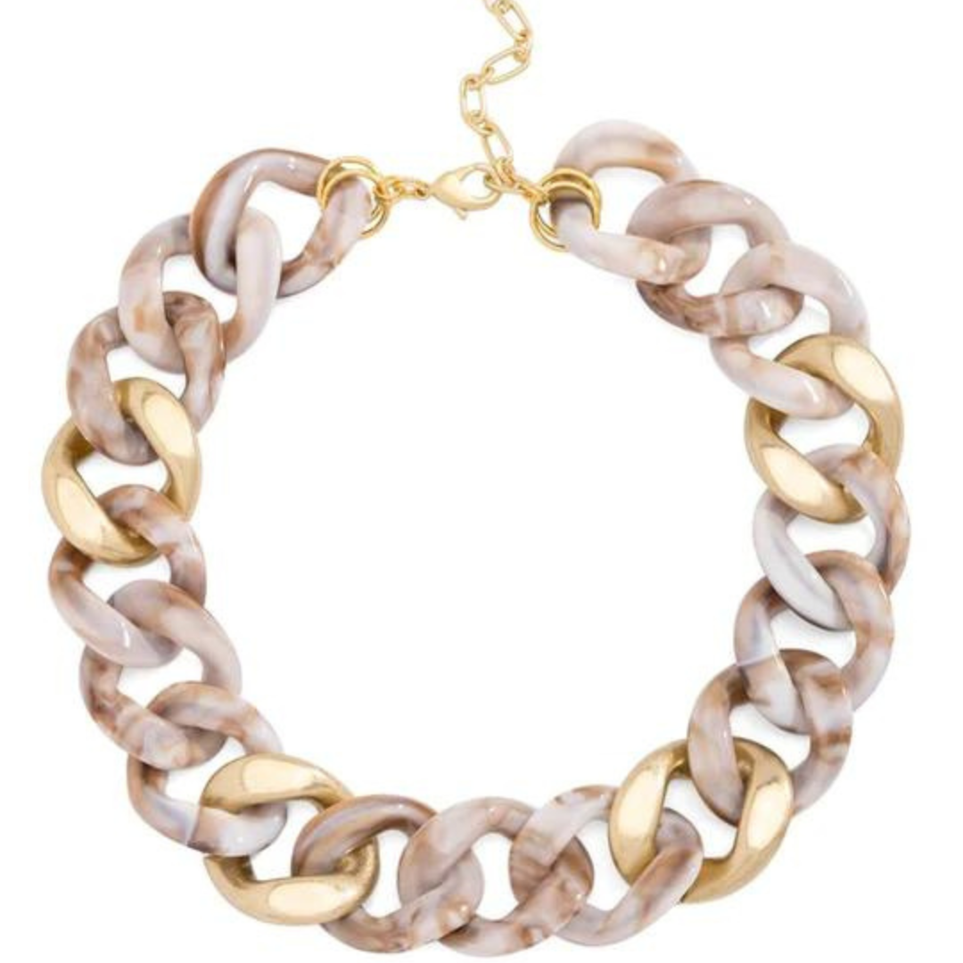 Curb Chain Resin Link Necklace
