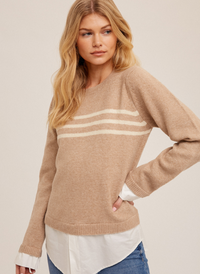 Striped Sweater with Shirttail Hem
