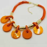 Acrylic & Leather Collar Necklace