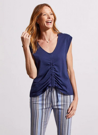 Sleeveless Top with Ruched Tie