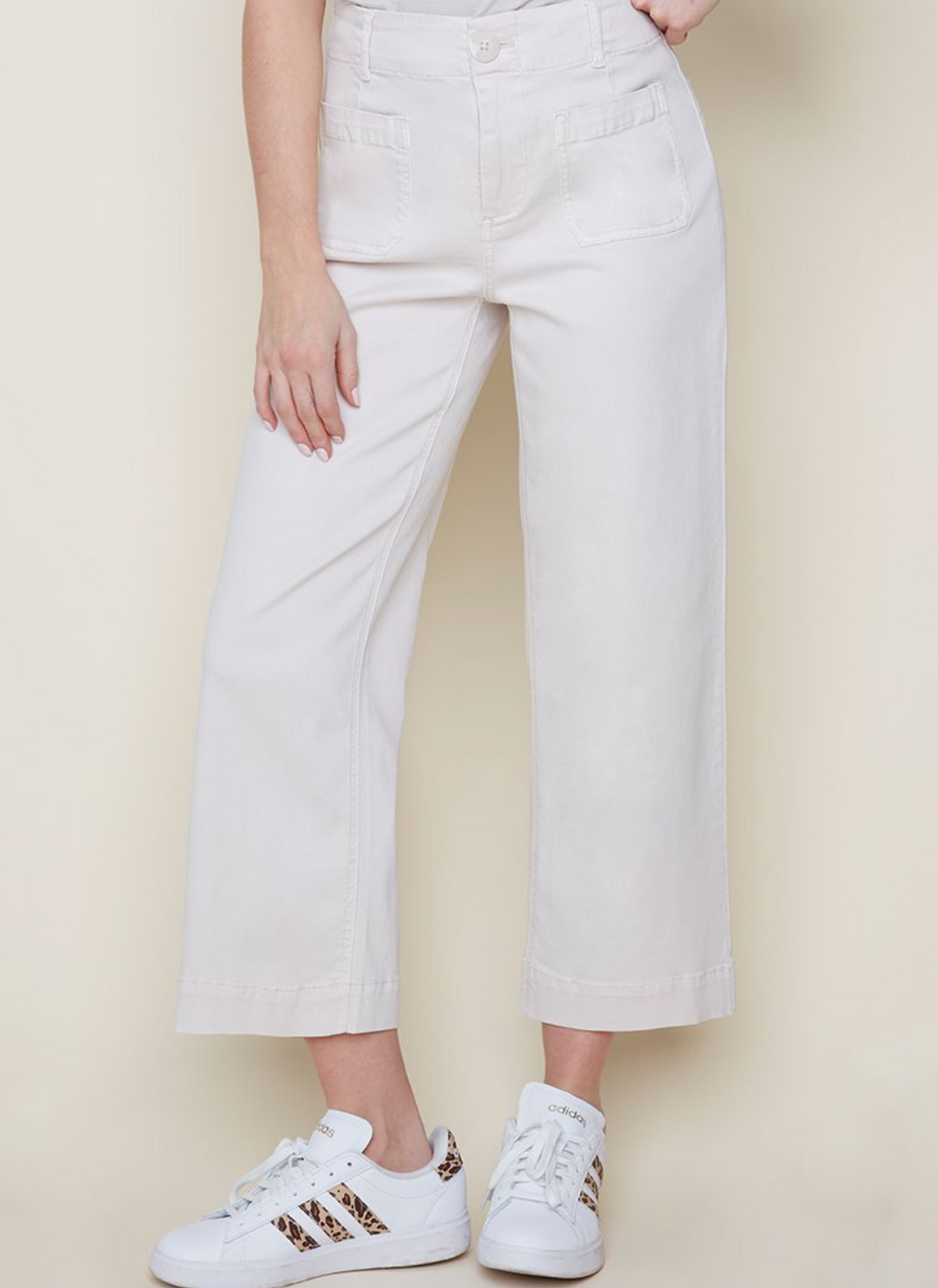 Crop Flare Pocket Pant- Oyster