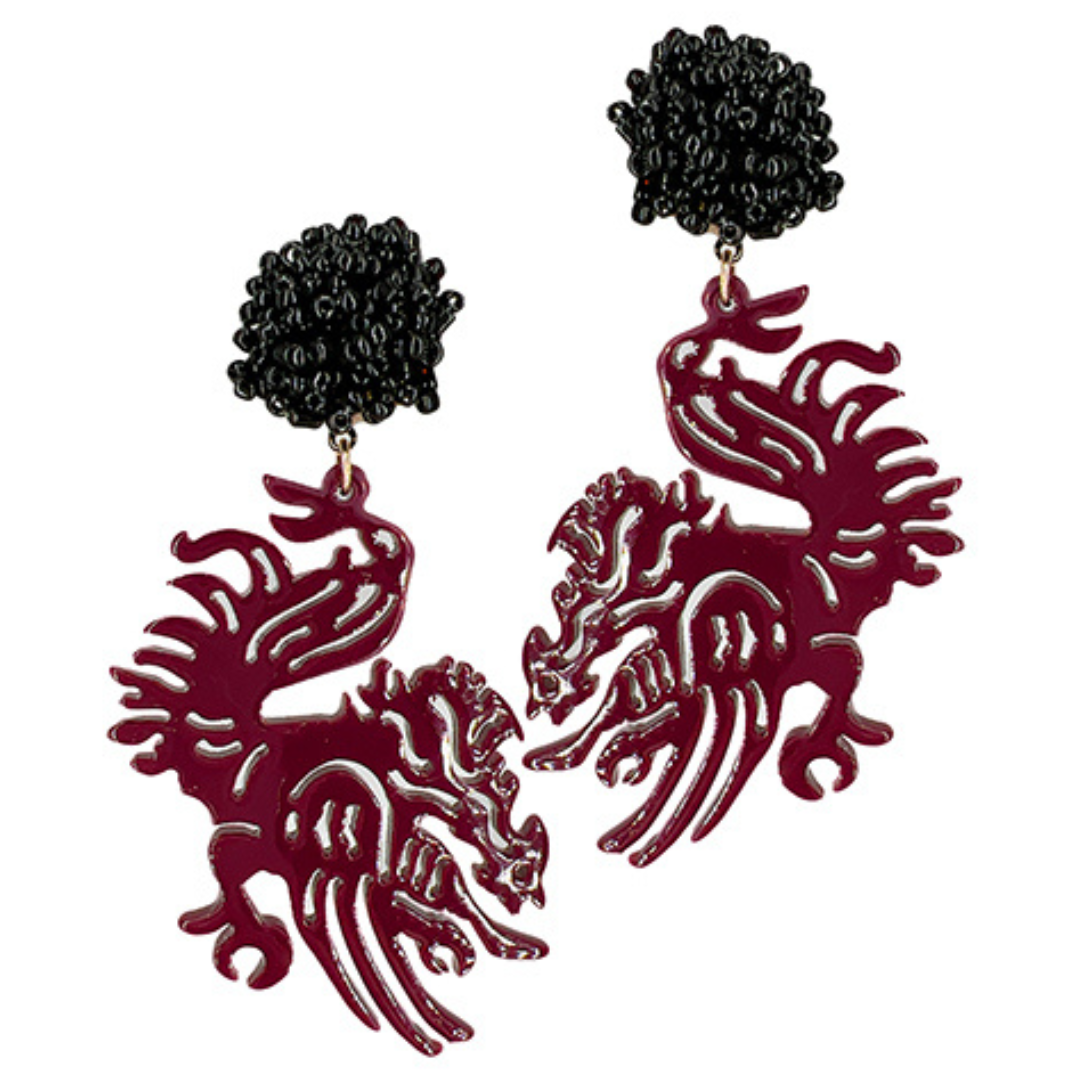 The Fighting Gamecock Cluster Earrings