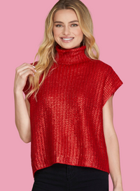 Metallic Foil Cap Sleeve Sweater