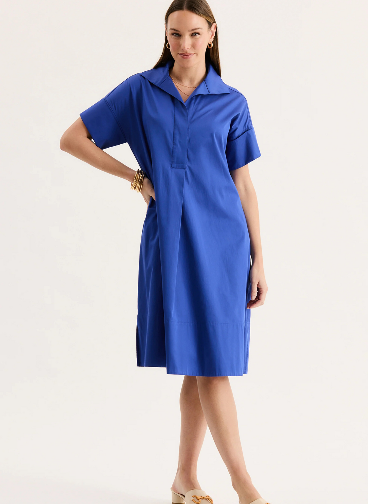 Addie Midi Shirt Dress - Dazzling Blue