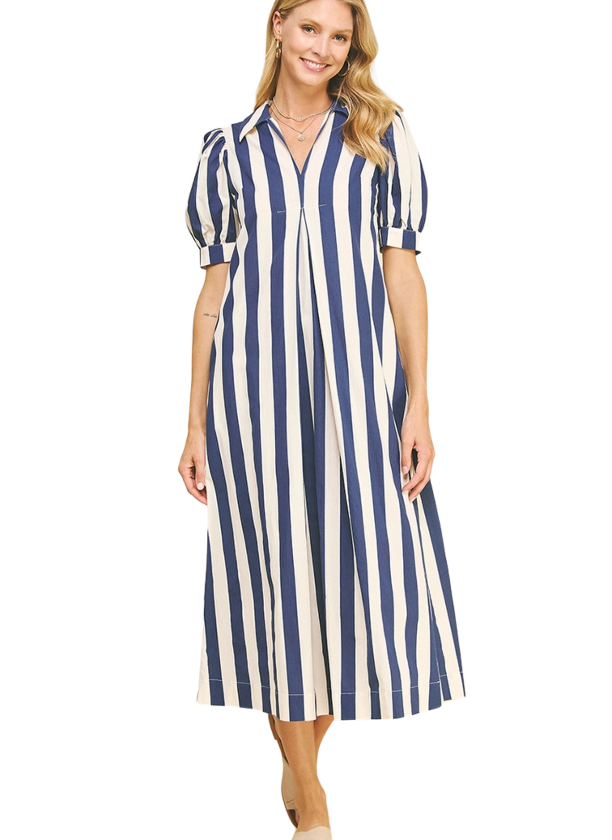 Marian Stripe Maxi Dress - Navy