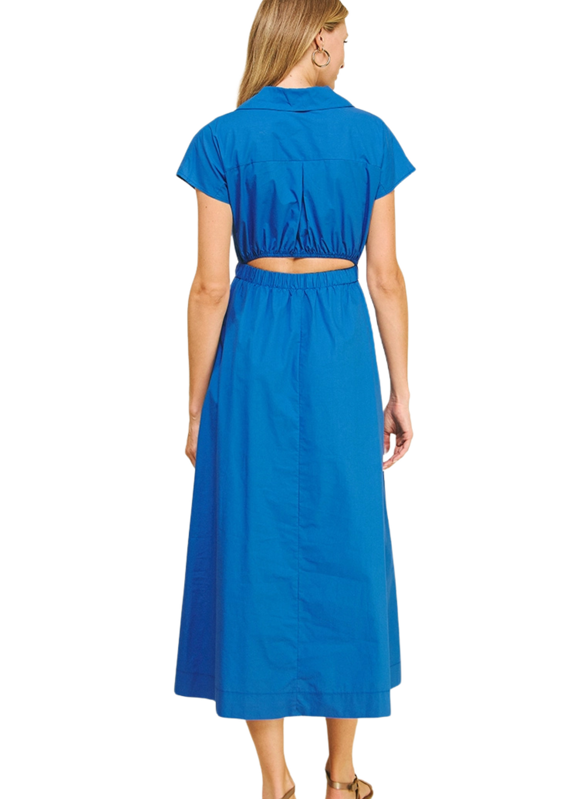 Open Back Midi Dress - Blue
