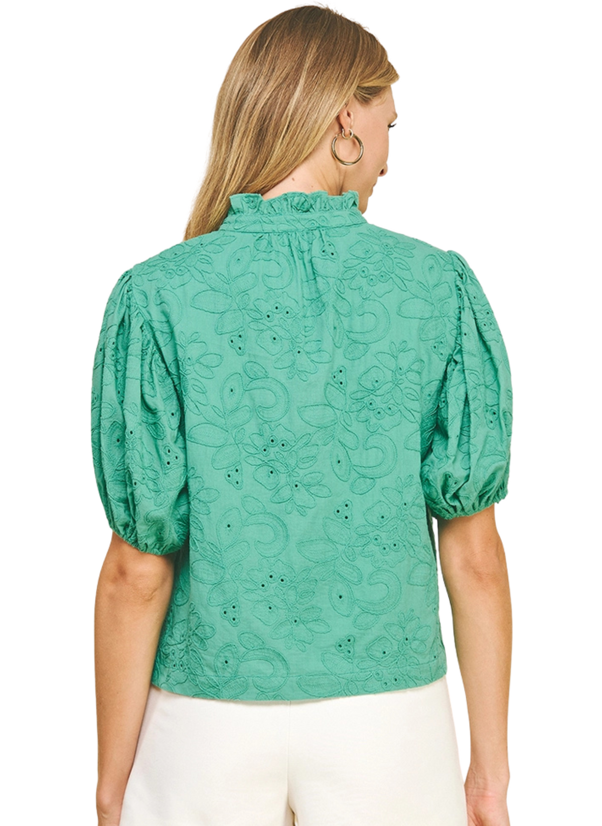 Lace Savannah V-Neck Top - Jade