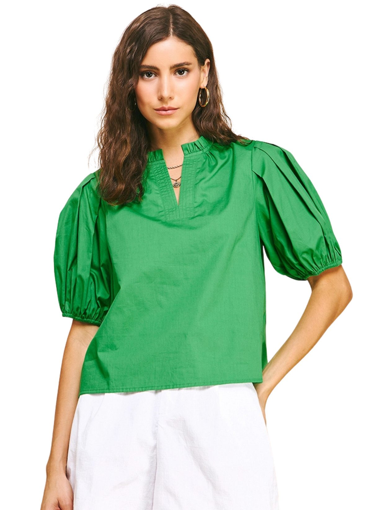 Savannah V-Neck Top - Green