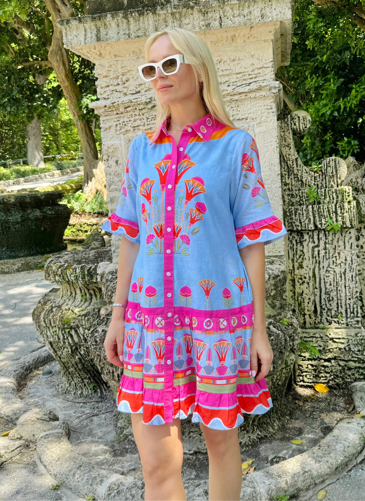 Lisbon Mini Dress - Lotus Blue