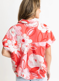 Artist Floral V-Neck Collar Top