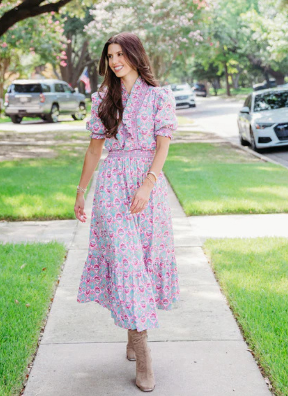 Paris Floral Ruffle Dress