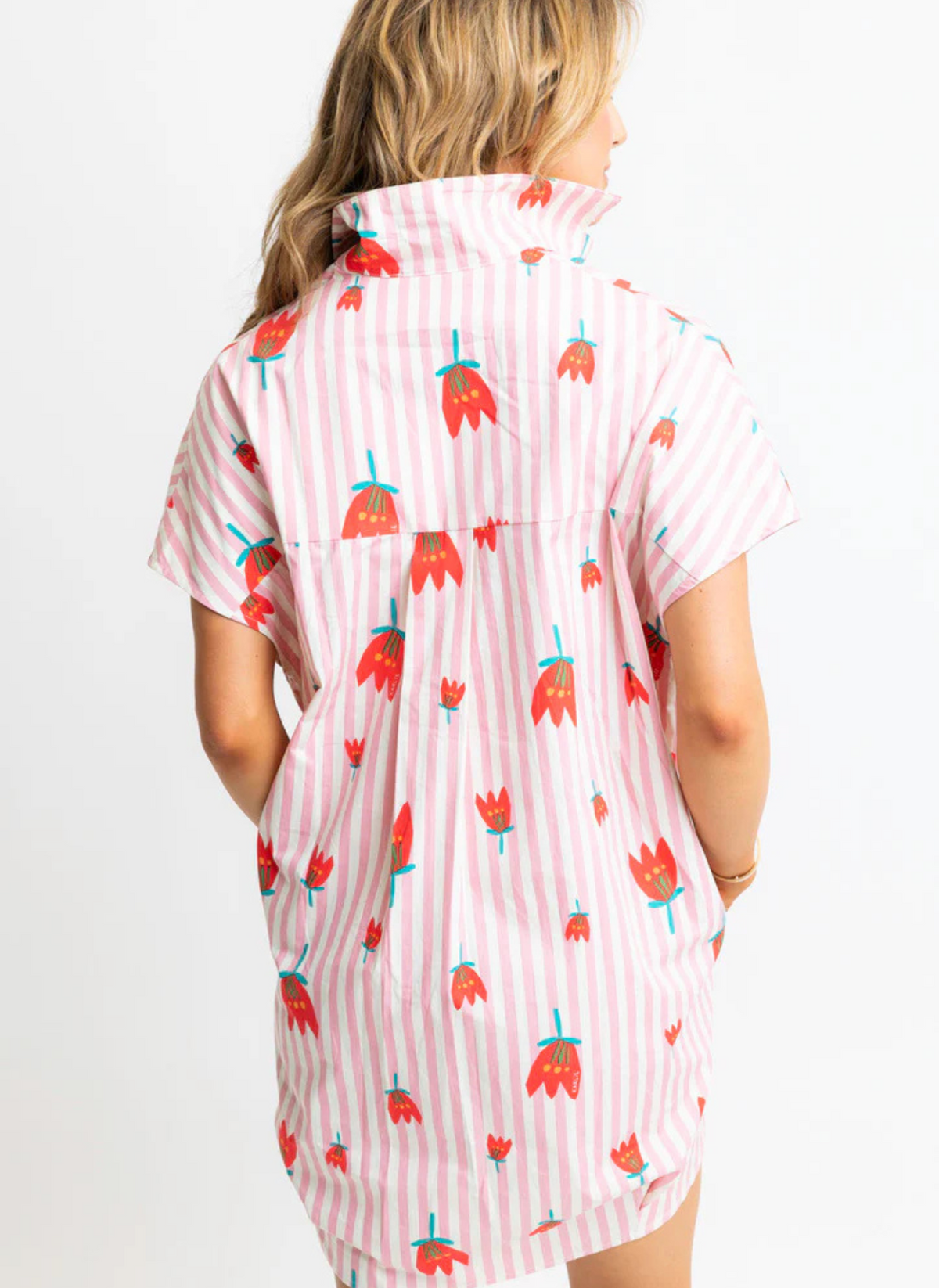 Stripe Poppy V-Neck Dress