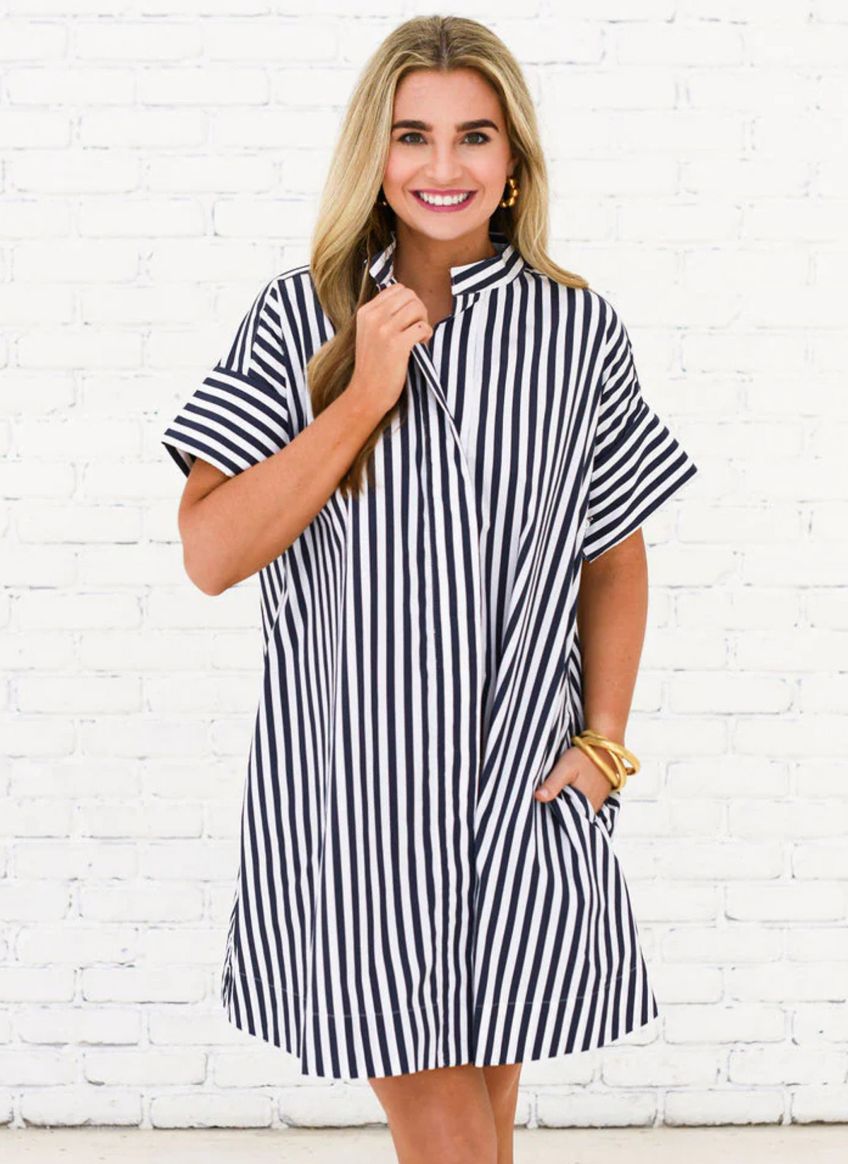 Margot Shirt Dress - Navy Stripe