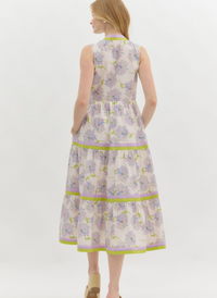 Floral Tank Collared Maxi Dress - Lavender Lime