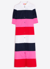 Lea Dress - Stripe Pink + Navy