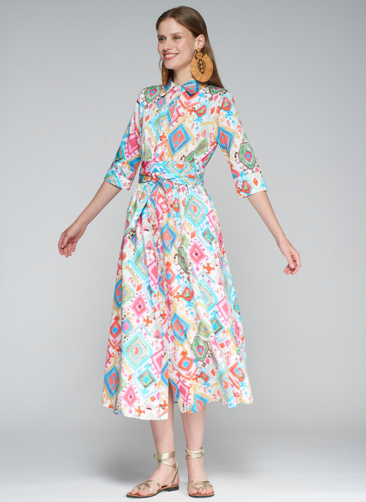 Brenda Midi Dress - Ikat Multi