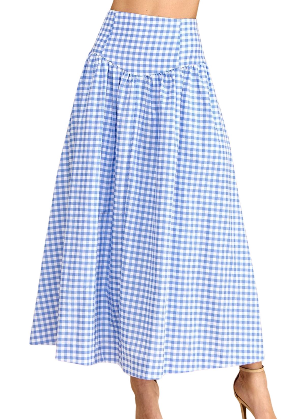 Gingham Maxi Skirt - Baby Blue