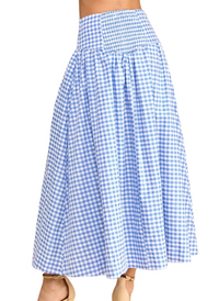 Gingham Maxi Skirt - Baby Blue