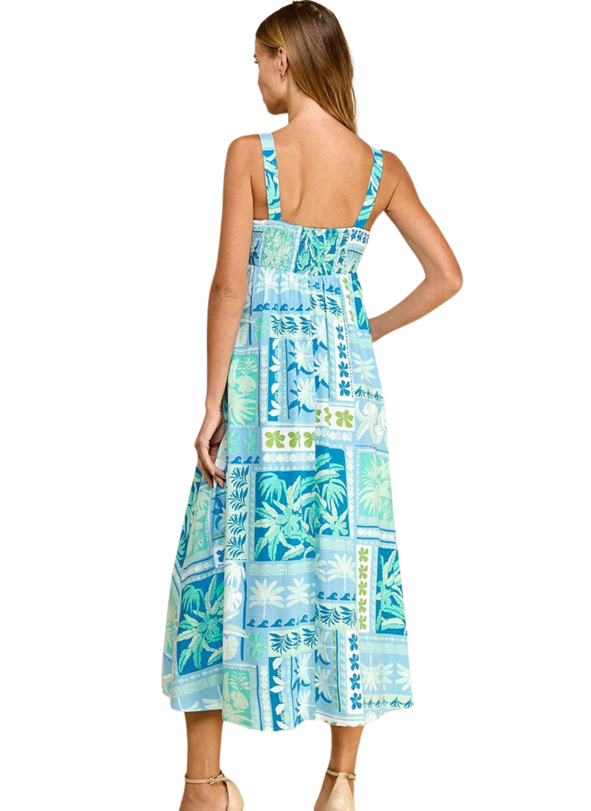 Aruba Palms Maxi Dress - Blue