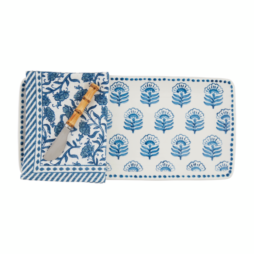 Block Print Towel + Tray + Spreader Set