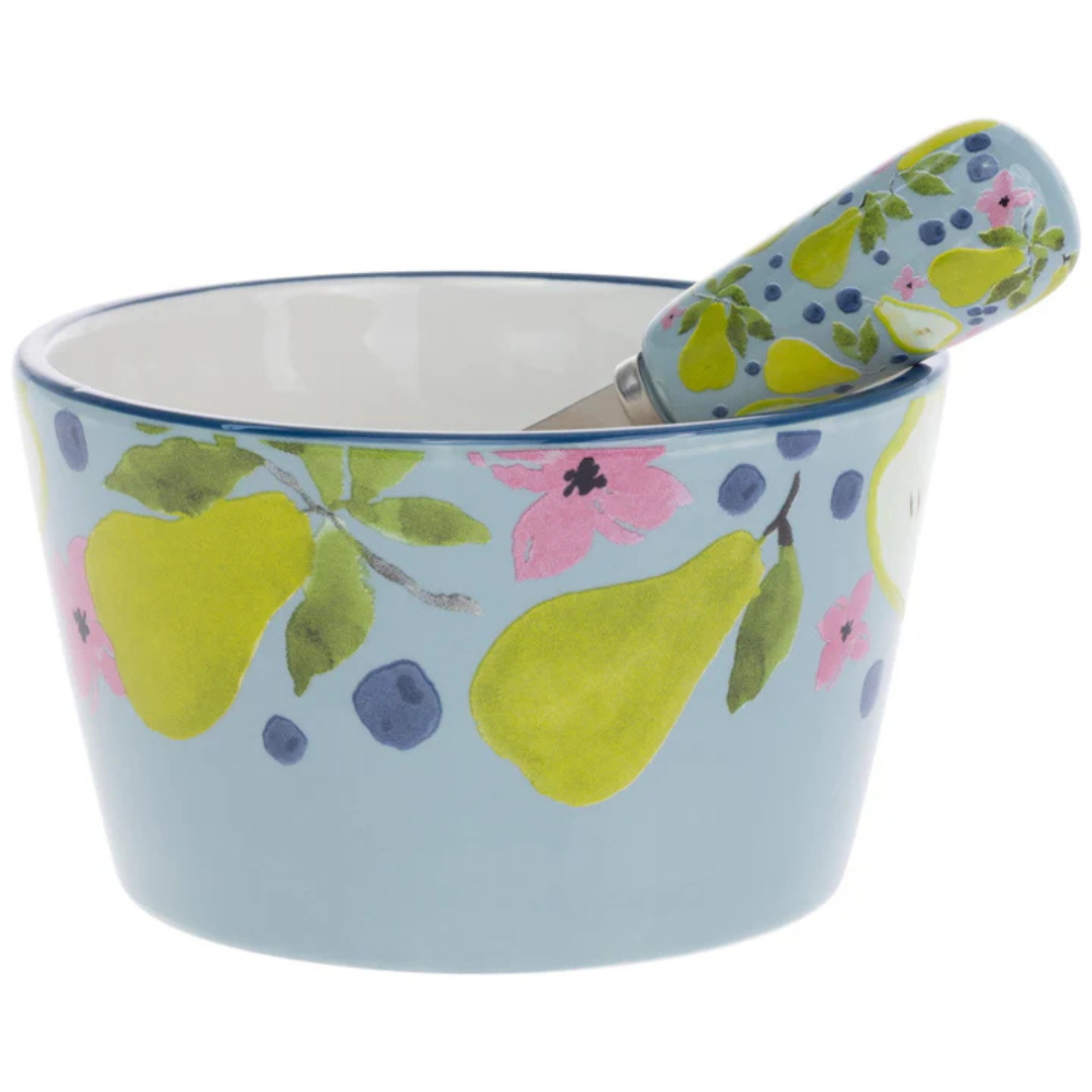 Anjou Pear Bowl + Spreader Set